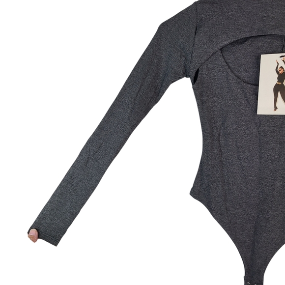 Naked Wardrobe The Come Around Charcoal Bodysuit Size xs NEW - Picture 5 of 11
